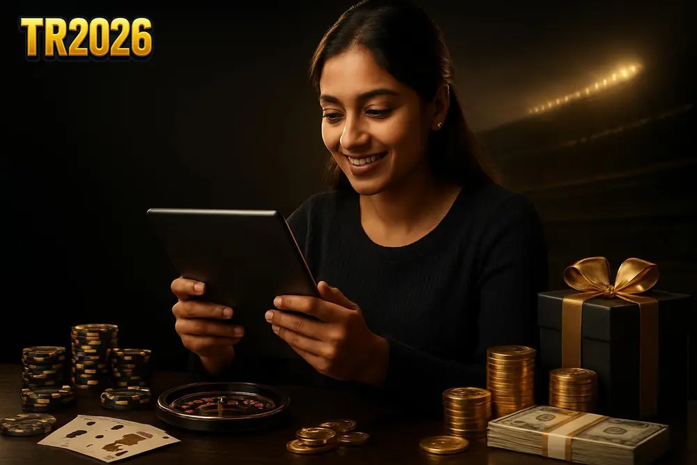 TR2026 login — a young Pakistani woman logging into an app on her tablet at a kitchen table with tea beside her